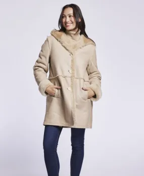 3292HD Hooded spill seam shearling coat    Clearance $500