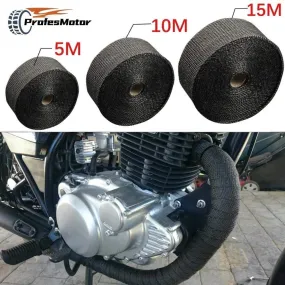 5cm*5M/10M/15M Motorcycle Exhaust Thermal Tape Header Heat Wrap Manifold Insulation Roll Resistant with Stainless Ties