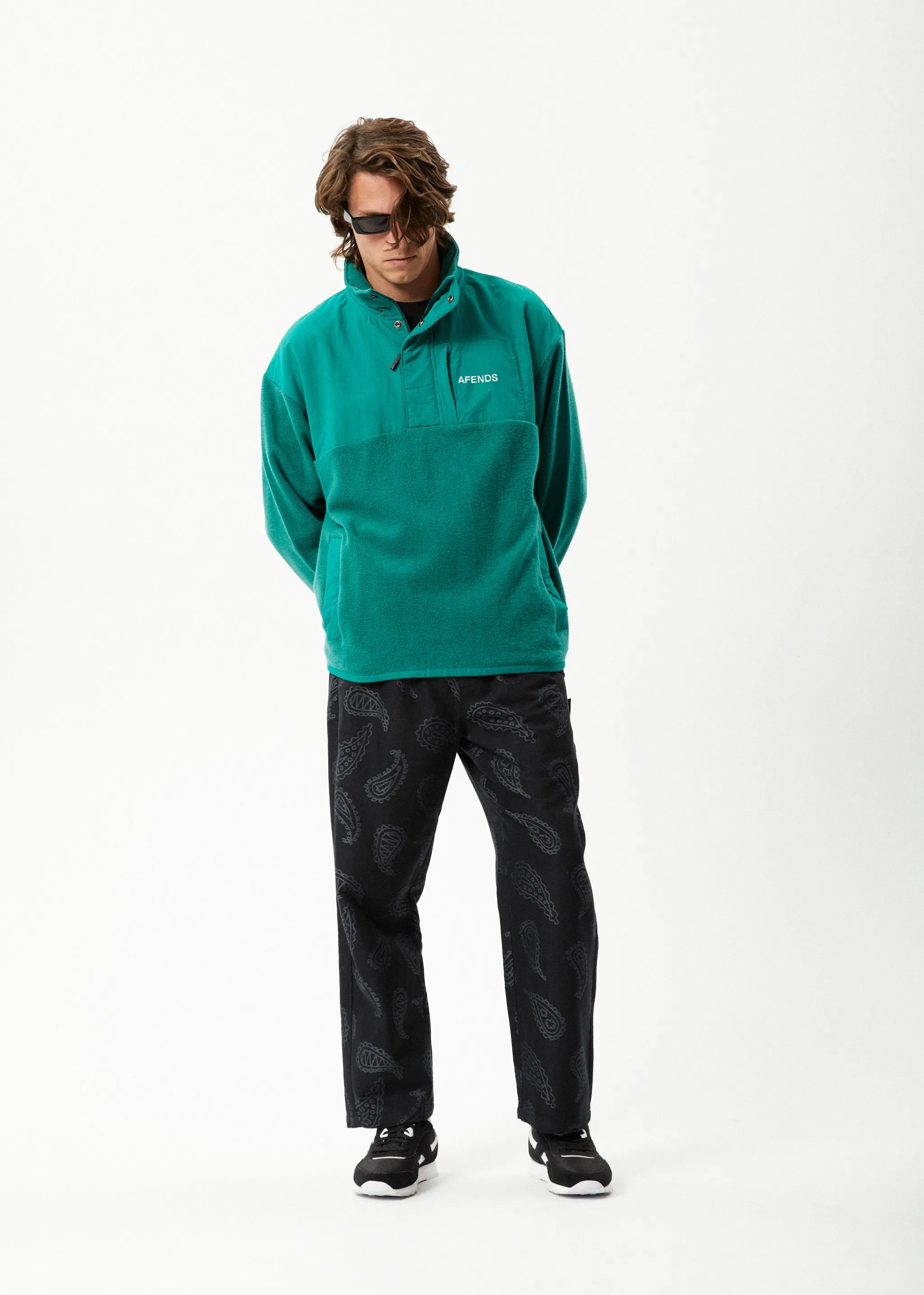 AFENDS Mens Intergalactic - Fleece Pullover - Emerald