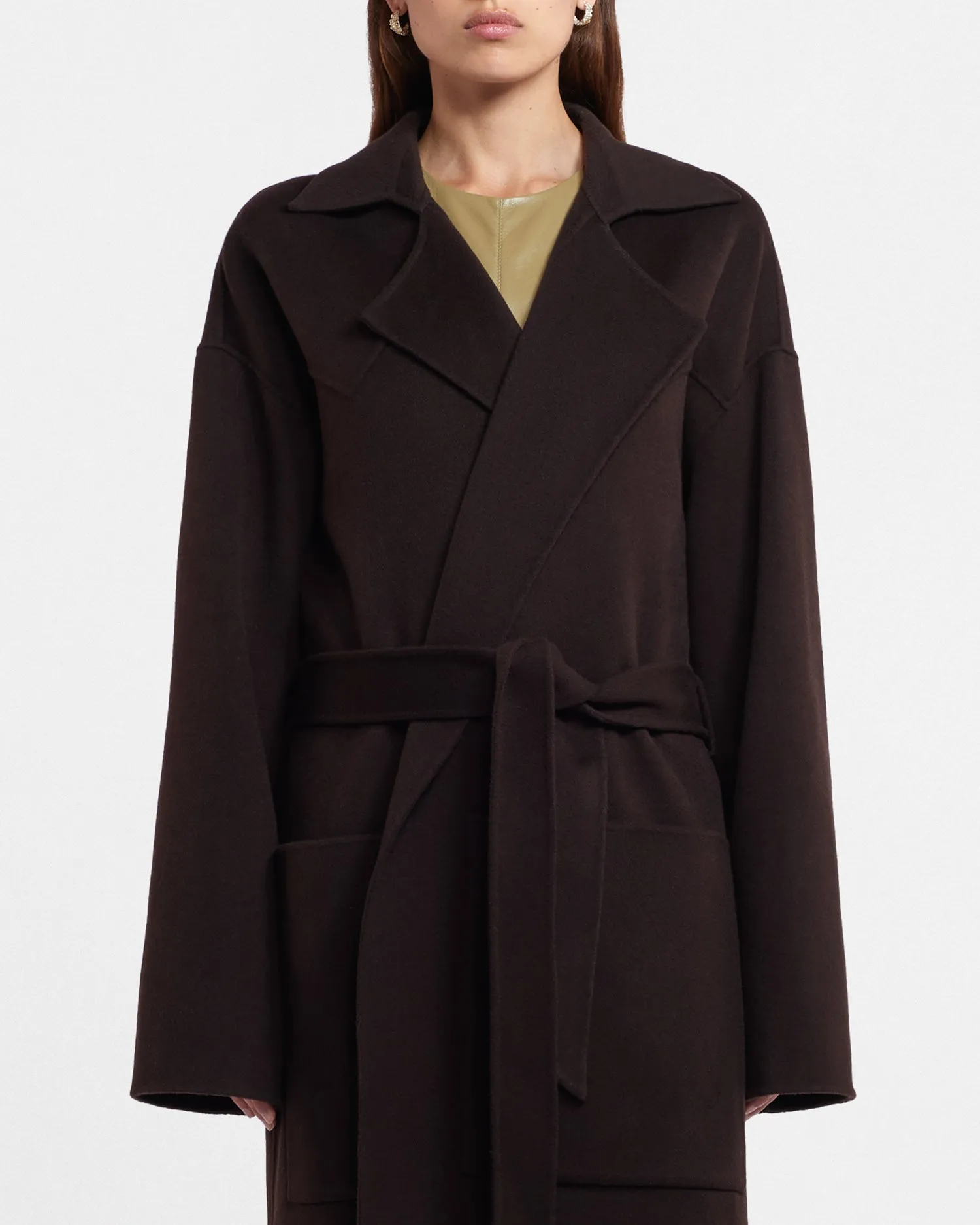 Alamo - Sale Wool Silk Blend Robe Coat - Coffee Ground