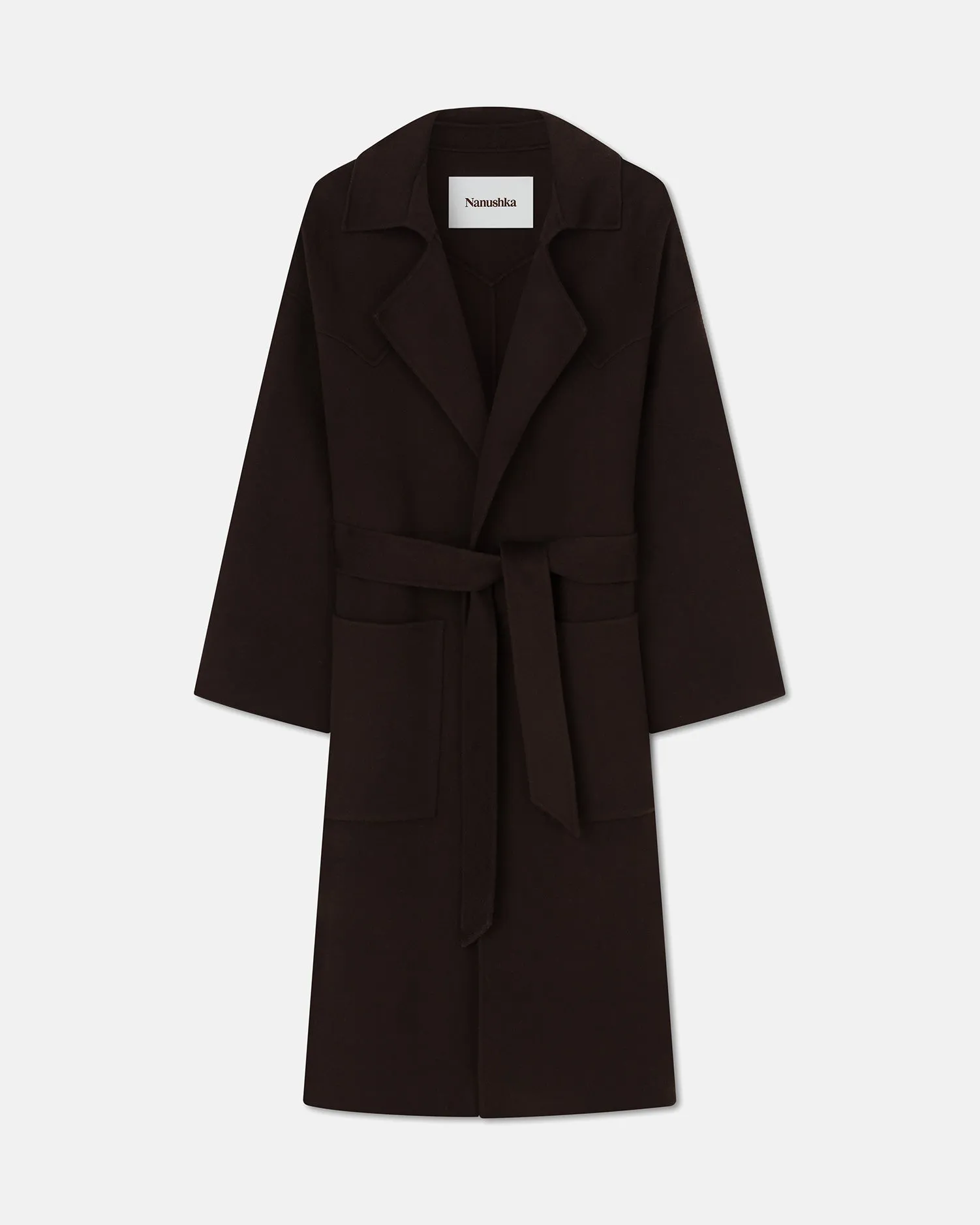 Alamo - Sale Wool Silk Blend Robe Coat - Coffee Ground