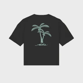 Aloha Womens Palm Tree T-Shirt - Black