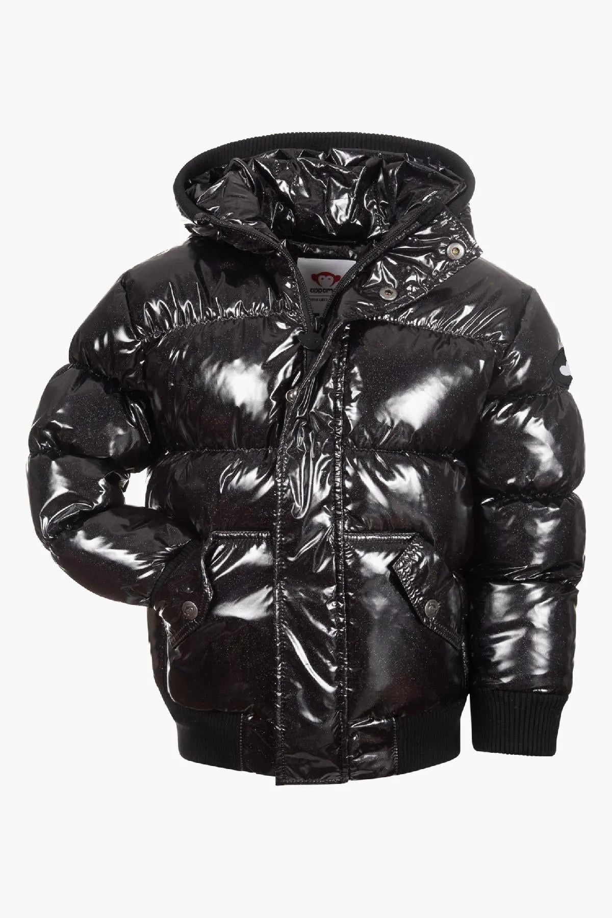 Appaman Black Glitter Puffy Baby Girls Coat (Size 6/12M left)