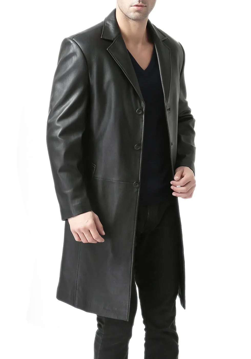 BGSD Mens Classic New Zealand Lambskin Leather Long Walking Coat - Stylish, Durable, and Warm Outerwear for All Seasons