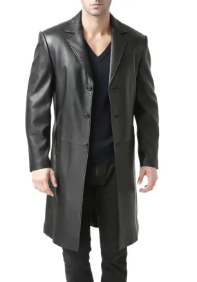 BGSD Mens Classic New Zealand Lambskin Leather Long Walking Coat - Stylish, Durable, and Warm Outerwear for All Seasons