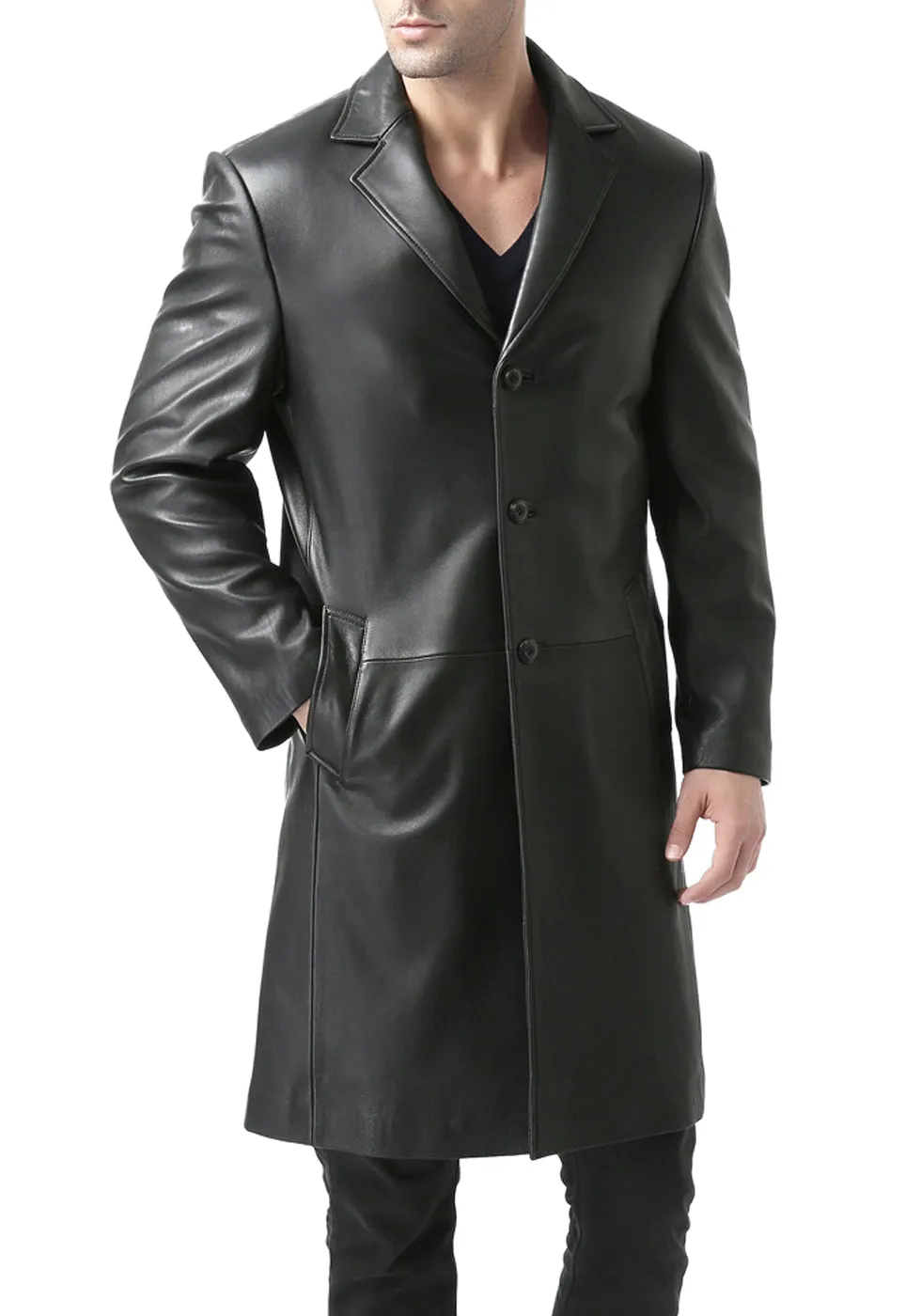 BGSD Mens Classic New Zealand Lambskin Leather Long Walking Coat - Stylish, Durable, and Warm Outerwear for All Seasons