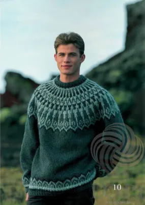 Green Mens Wool Sweater - Drop Pattern