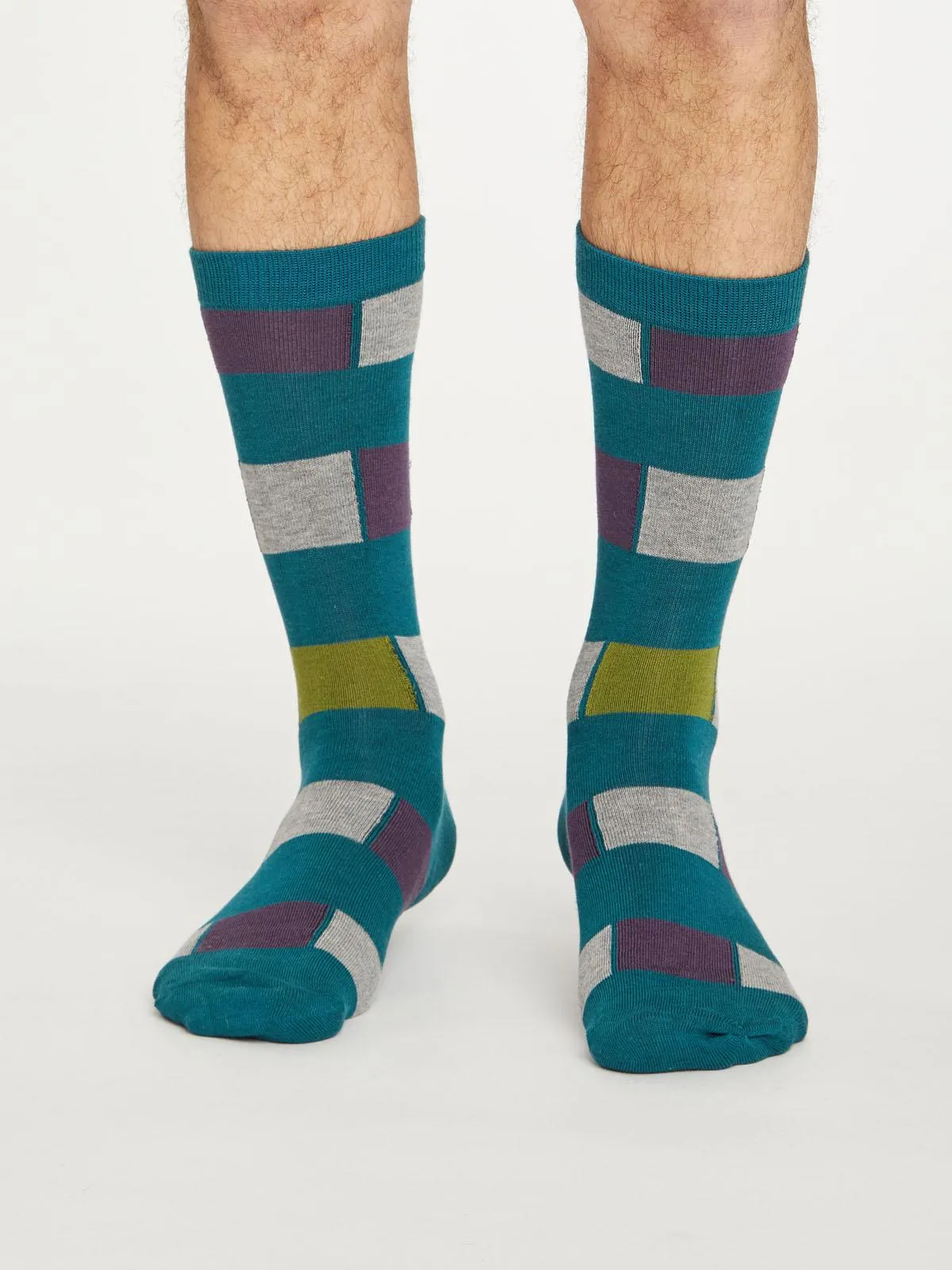 Geo Stripe Socks - Deep Teal