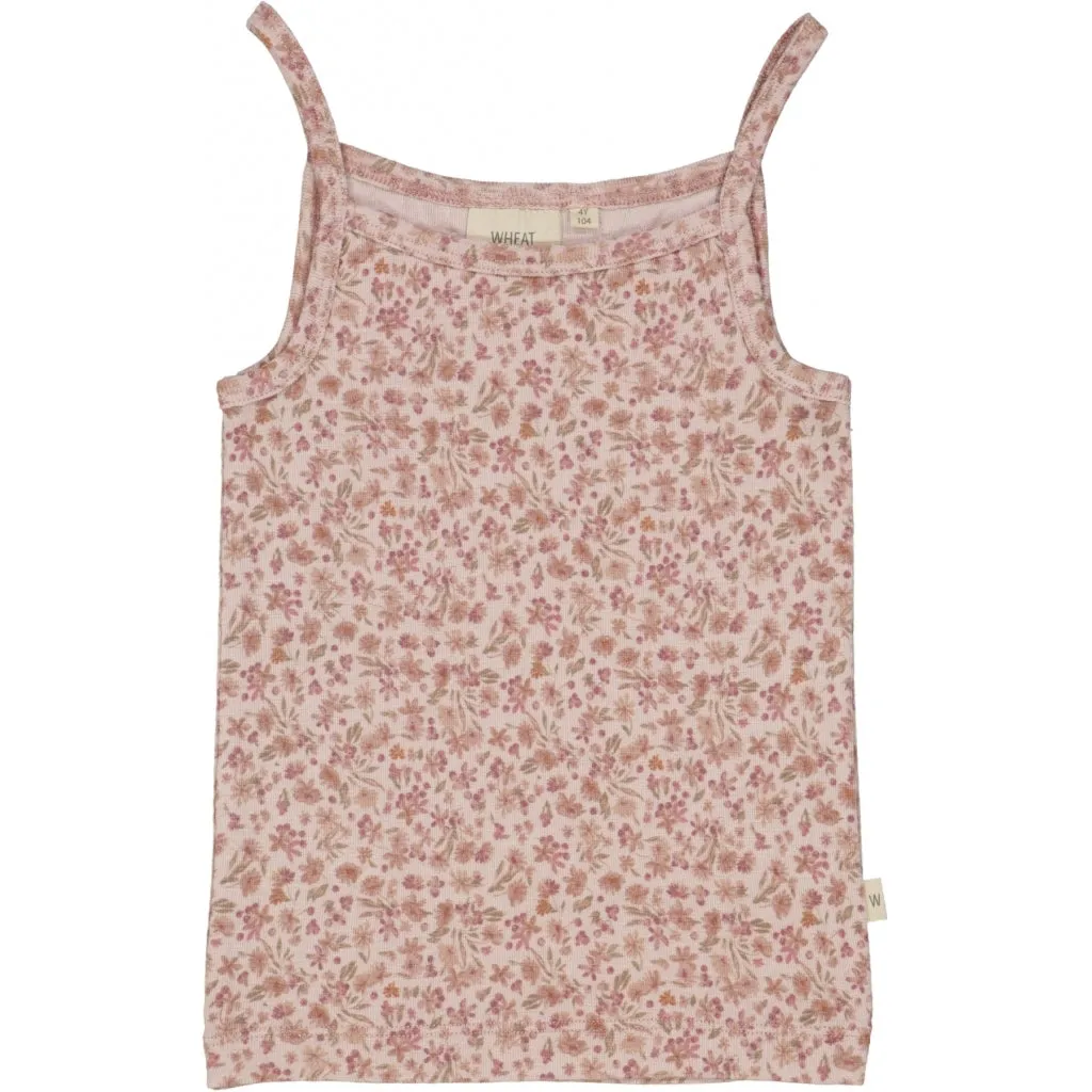 Girls Wool Singlet - powder flowers