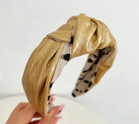 GOLD LEATHER KNOT HEADBAND