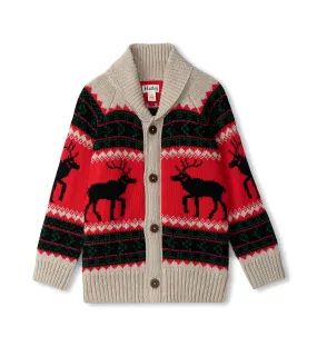 Hatley Cardigan - Holiday Elks