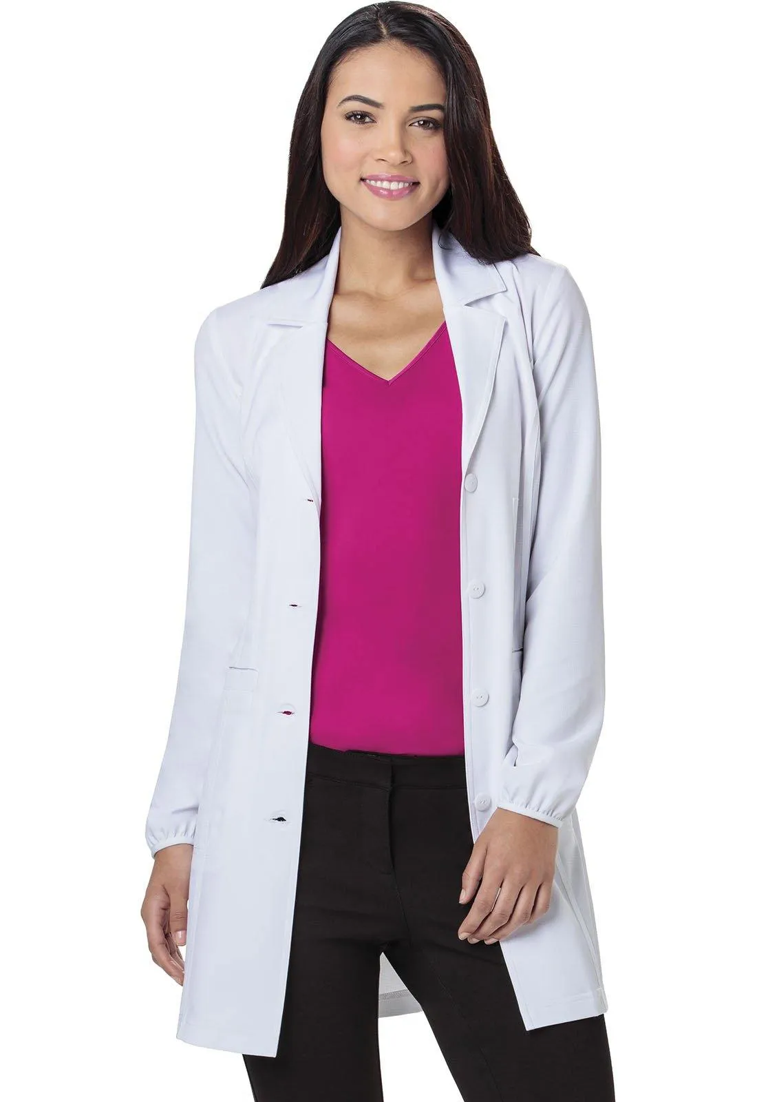 HeartSoul Womens Fashion Elastic Binding Cuffs 34" Two Welt Pocket Lab Coat