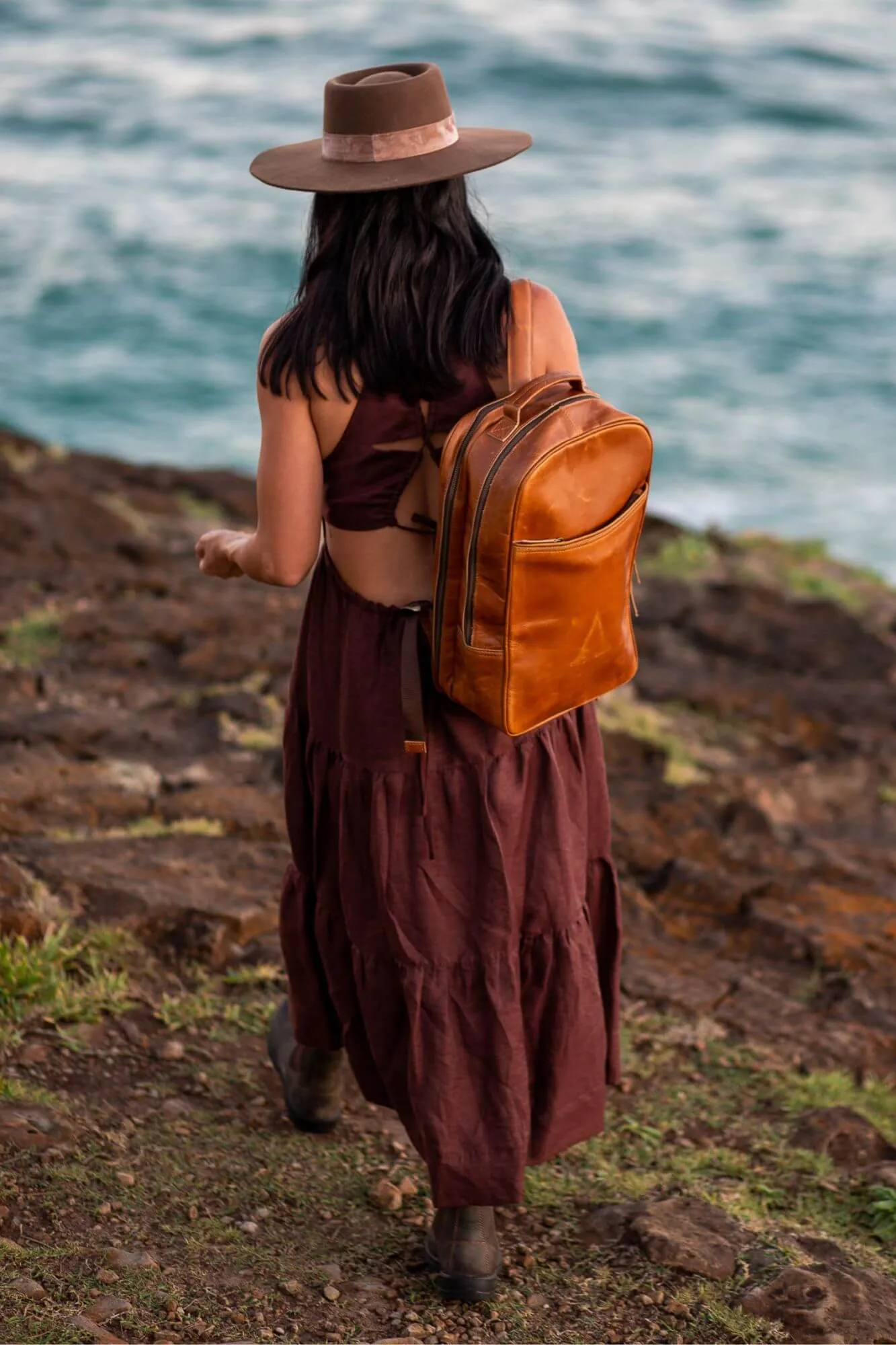 Hunter Leather Tan Backpack