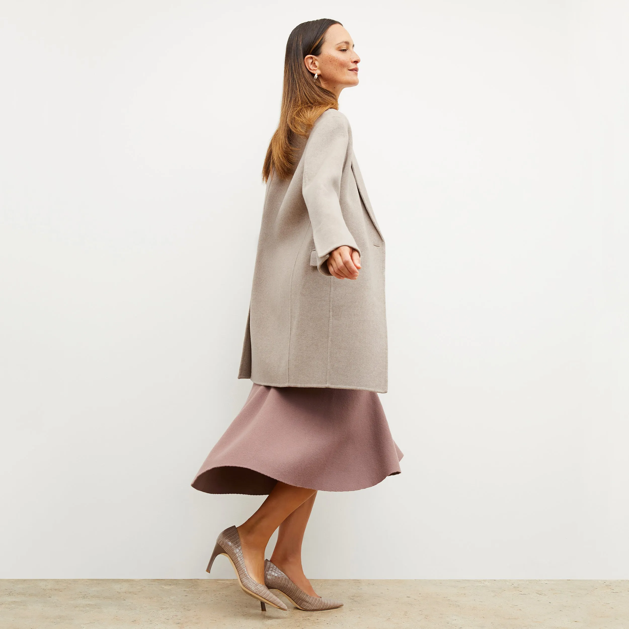 Kasha Coat - Double Face Wool Cashmere :: Stone Melange