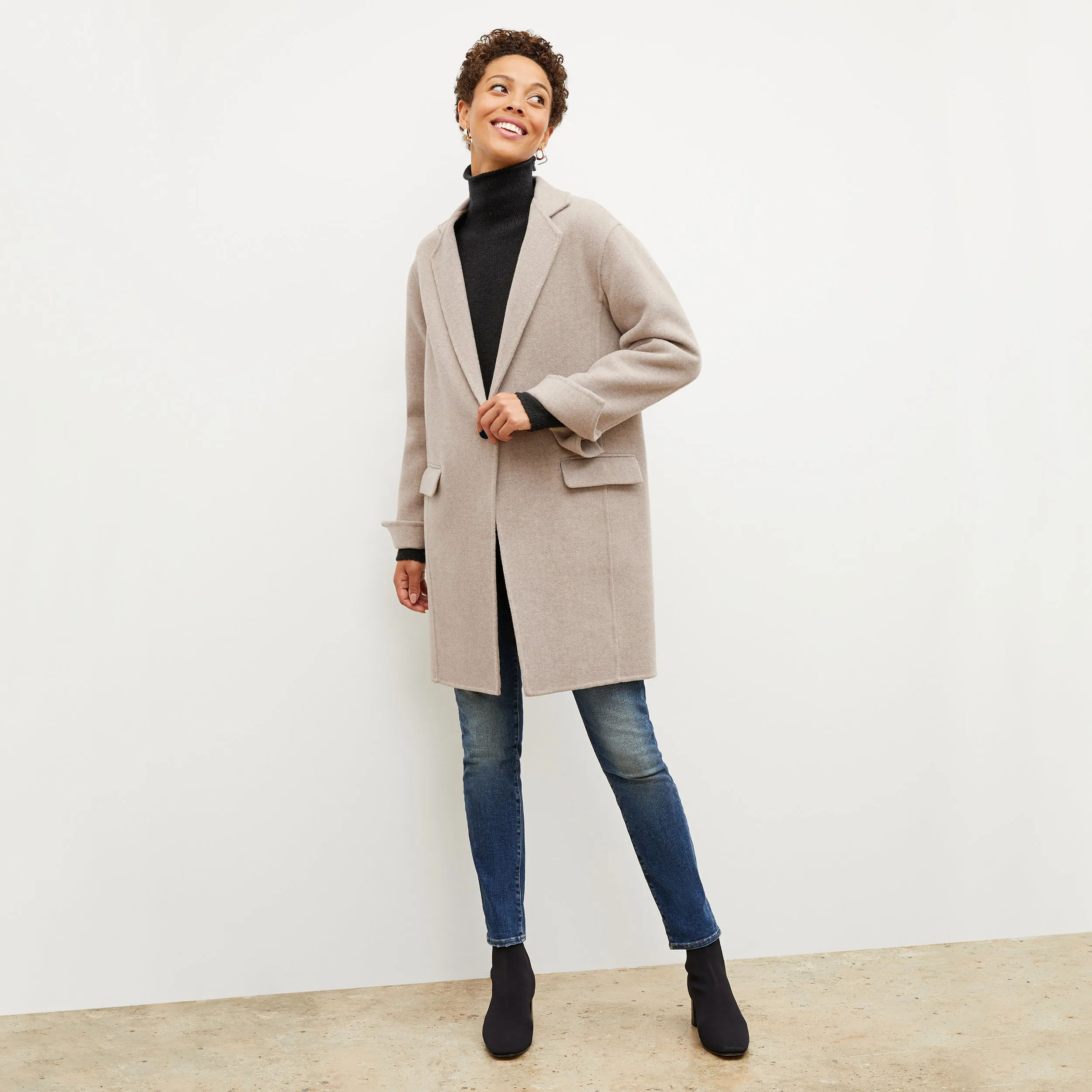 Kasha Coat - Double Face Wool Cashmere :: Stone Melange