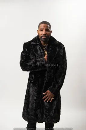 Men's Mink 3/4 Length Coat [Black]