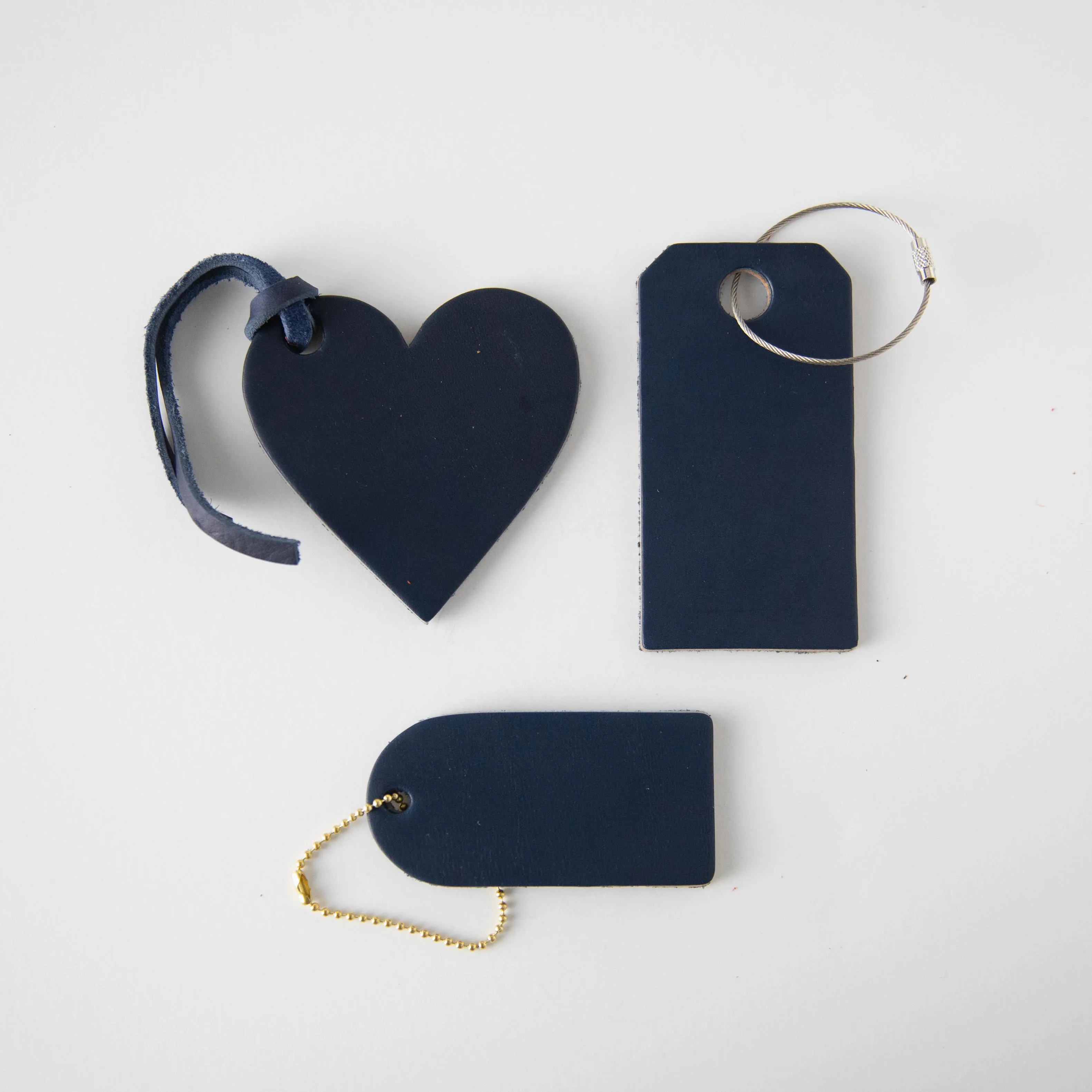 Navy Mini Leather Tag