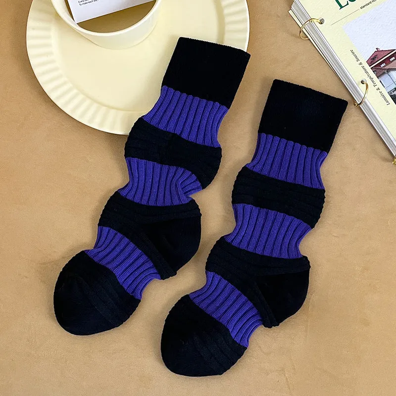 Pleated Contrast Color Lantern Socks