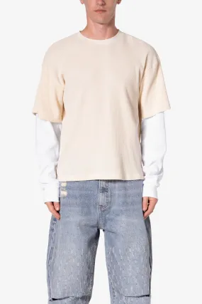 Sprayed Thermal L/S Tee - Cream