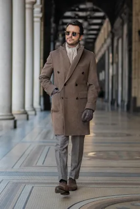 Taupe polo coat in Loro Piana wool – Made in Italy